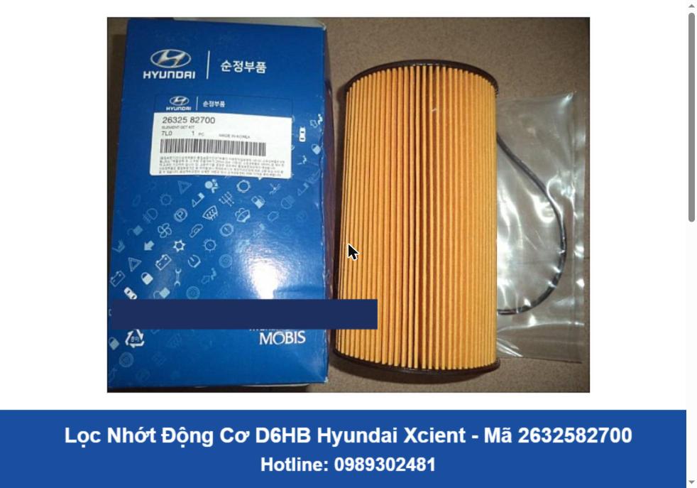 Lọc Nhớt Động Cơ D6HB Hyundai Xcient (2632582700)