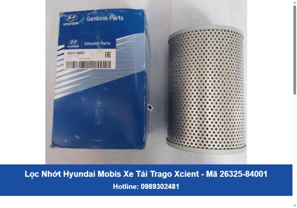 Lọc Nhớt Hyundai Mobis Xe Tải Trago Xcient (26325-84001)